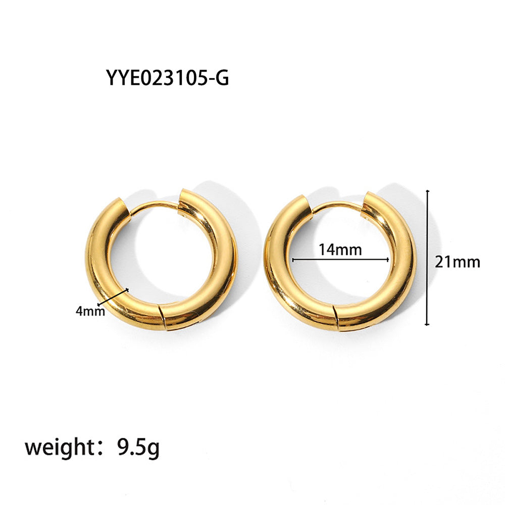 Simple 18k Gold-plated Stainless Steel Jewelry Gold And Silver Hoop Earrings Jewelry