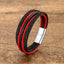 Vintage Punk Geometric Stainless Steel Leather Layered Men's Bracelet