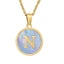 Titanium Steel Blue Shell Initial Pendant Necklace