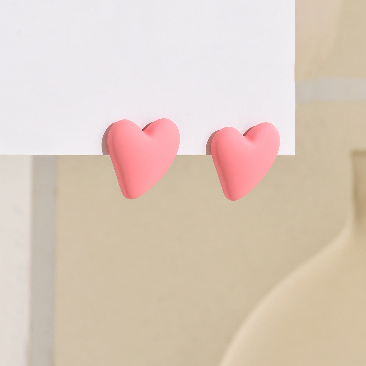 1 Pair Heart Shape Acrylic Stud Earrings - Valentine's Day Collection