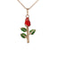 18K Gold Plated Enamel Rose Flower Pendant Necklace