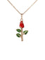 18K Gold Plated Enamel Rose Flower Pendant Necklace