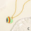 Simple Heart Shape Rainbow Enamel Zircon Pendant Necklace 18k Gold Plated