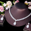 Luxurious Bridal White Gold Plated Jewelry Set with Inlaid Artificial Gemstones and Zirconia Necklace & Earrings