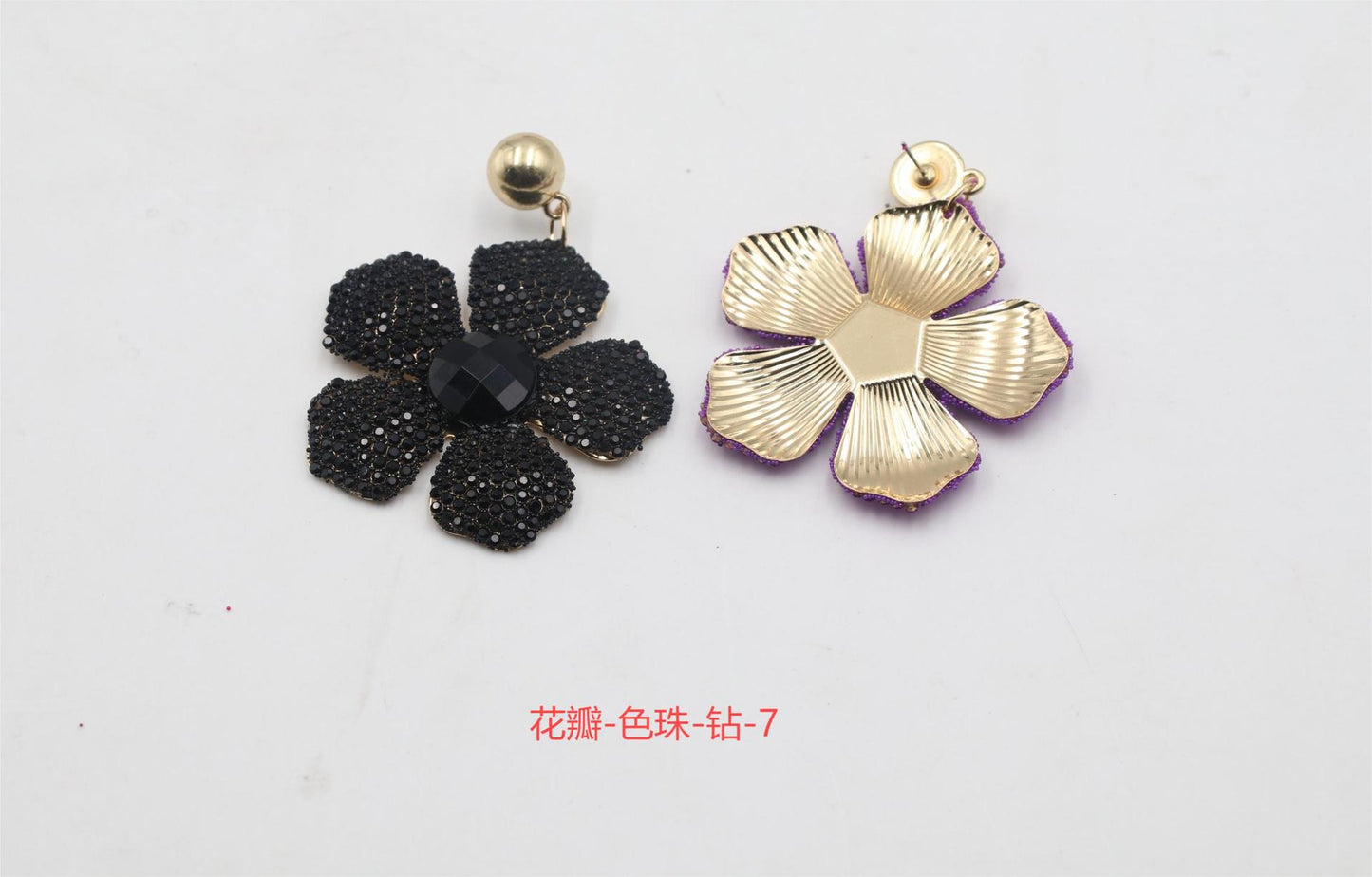 Simple Classic Flower Inlay Rhinestone and Pearl Drop Earrings