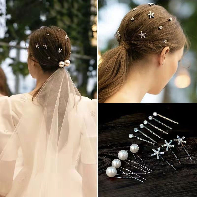 Women's Elegant Tassel Alloy Hair Band with Pearl Flower Hairpin