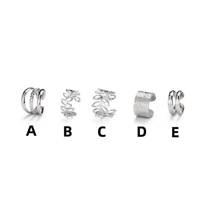 Fashion Geometric Alloy Plated C-Shaped Clip-On Earrings Set for Women