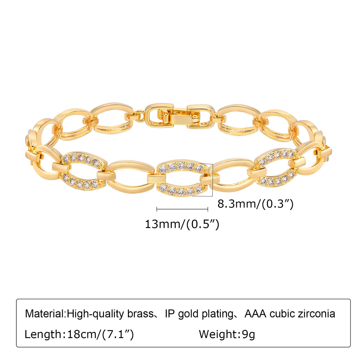 Copper Gold Plated Vintage Heart & Clover Zircon Bracelet