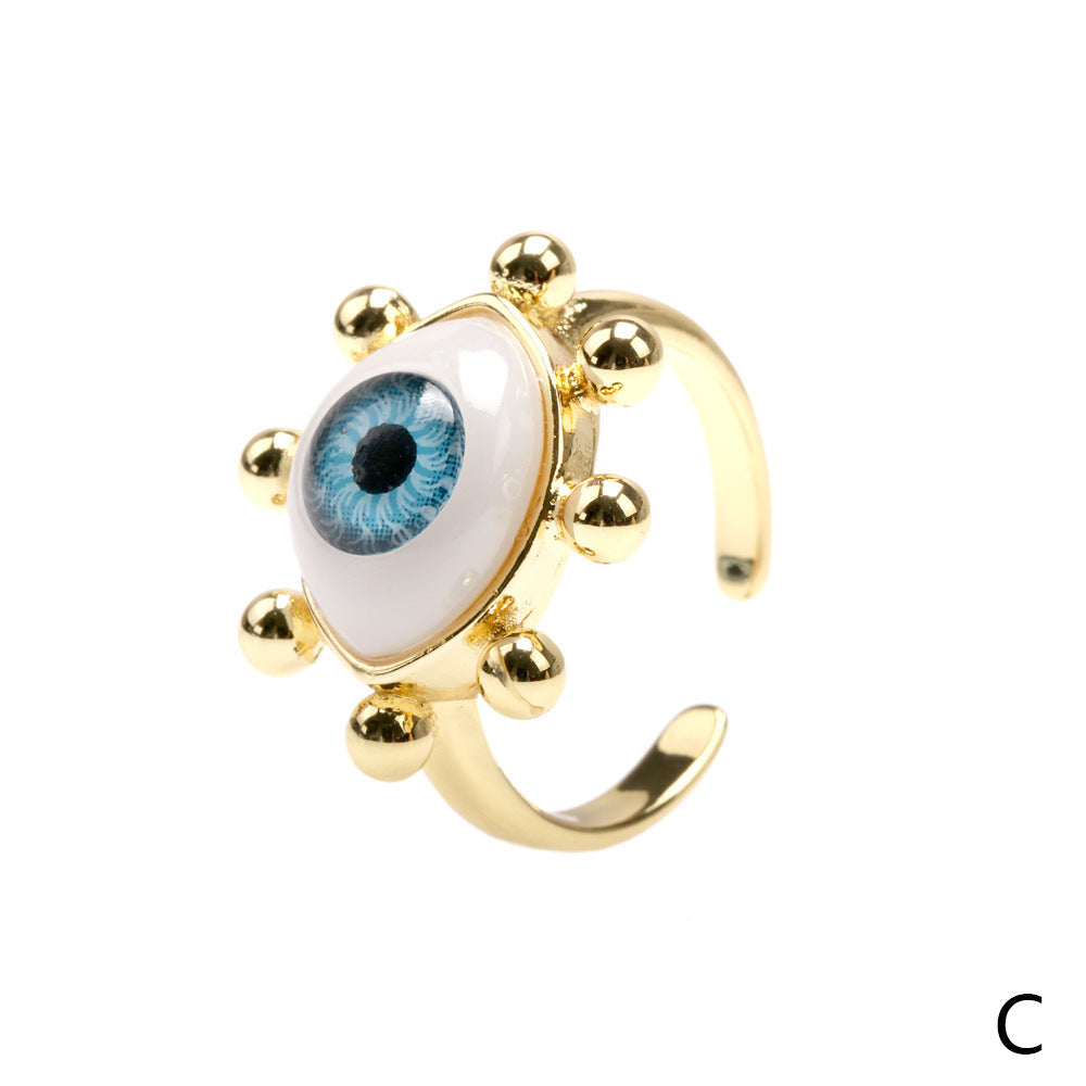 European American Resin Ring with Devil Eye Design, Vintage Style Index Finger Ring