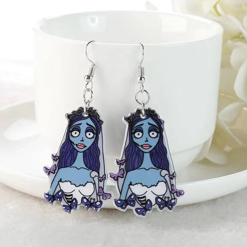 Cartoon Style Acrylic Halloween Asymmetric Drop Earrings for Women