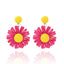 1 Pair Cute Daisy Raffia Flower Drop Earrings for Summer Beach Style