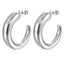 1 Pair Fashion 18K Gold Plated Stainless Steel Oval Hoop Earrings