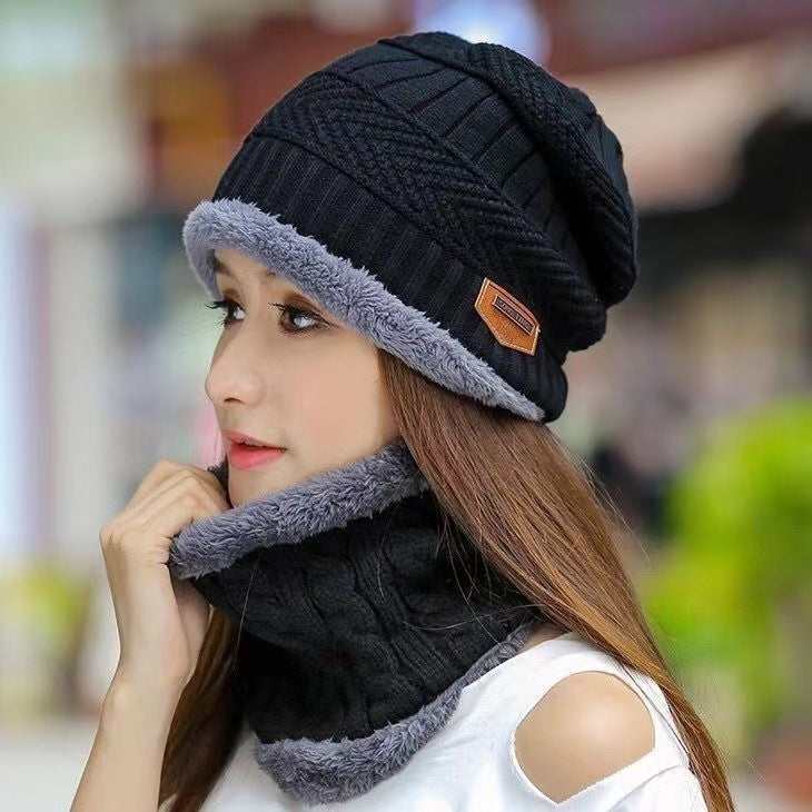 Women's Cozy Knit Wool Cap with Ear and Neck Warmer for Winter