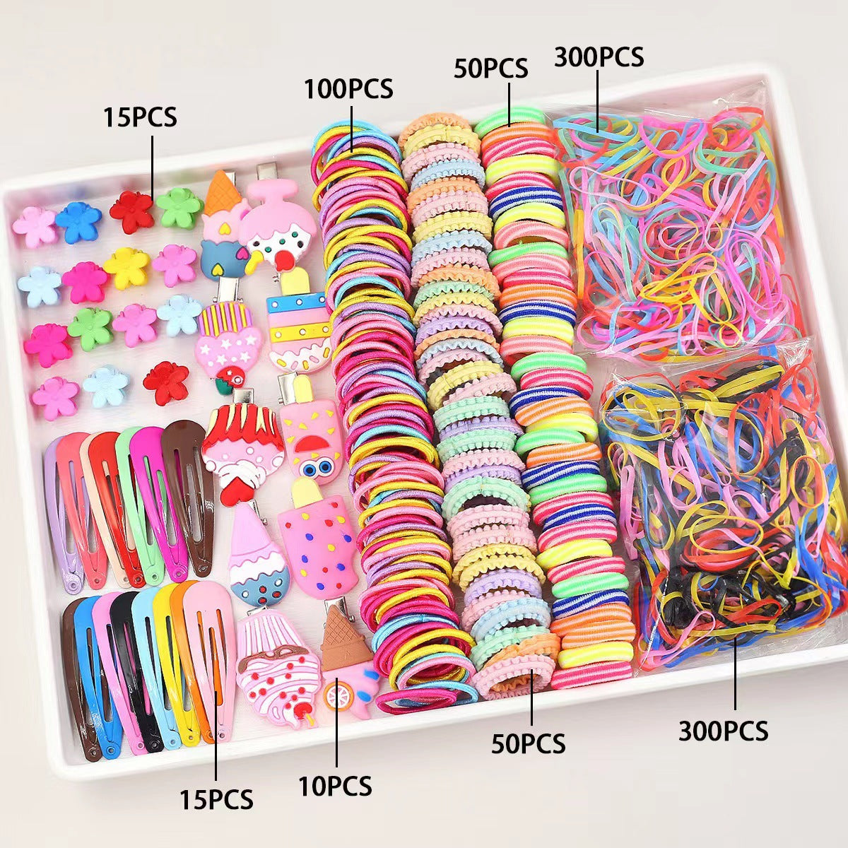 Korean Multi-purpose Hairpin and Rubber Band Set for Kids - 780pcs Gift Box