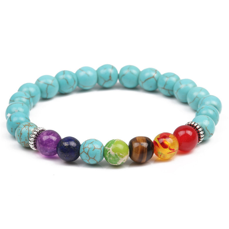 Fashion Multicolor Lava Stone & White Agate Beaded Bracelets