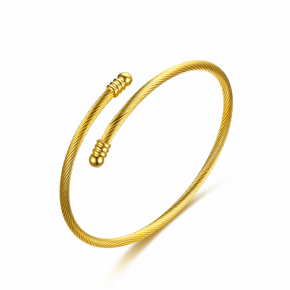 Adjustable Arc Stainless Steel Bracelet - 24k Gold Plated Fashion Jewelry