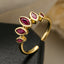 1 Piece Fashion Geometric Leaf Copper Plated Zircon Open Ring