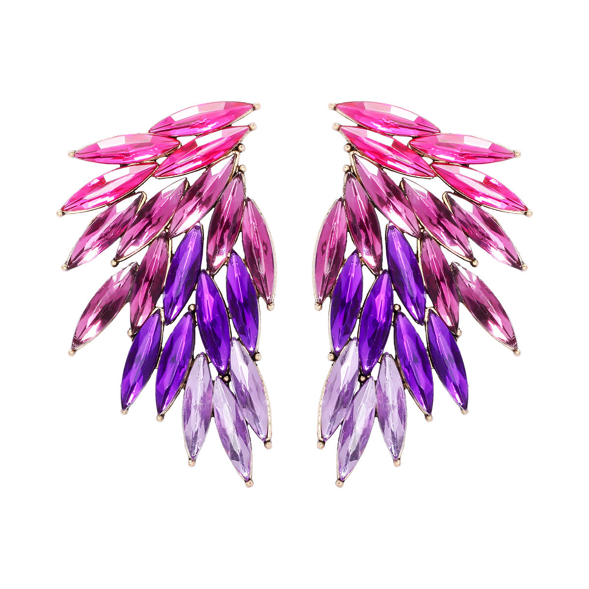 Elegant Feather Wings Alloy Inlay Glass Stone Women's Earrings