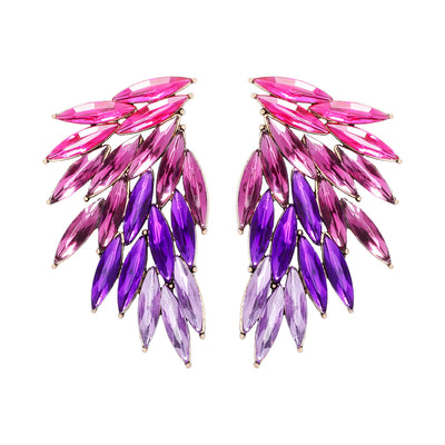 Elegant Feather Wings Alloy Inlay Glass Stone Women's Earrings