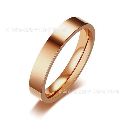 Stainless Steel Rhinestone Rose Gold Plated Square Zircon Couple Rings