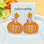 1 Pair Halloween Geometric Pumpkin Acrylic Drop Earrings