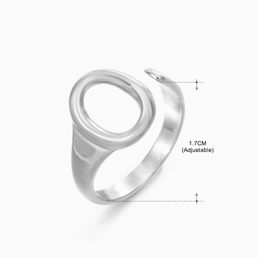 Fashion Geometric Oval Stainless Steel Adjustable Ring