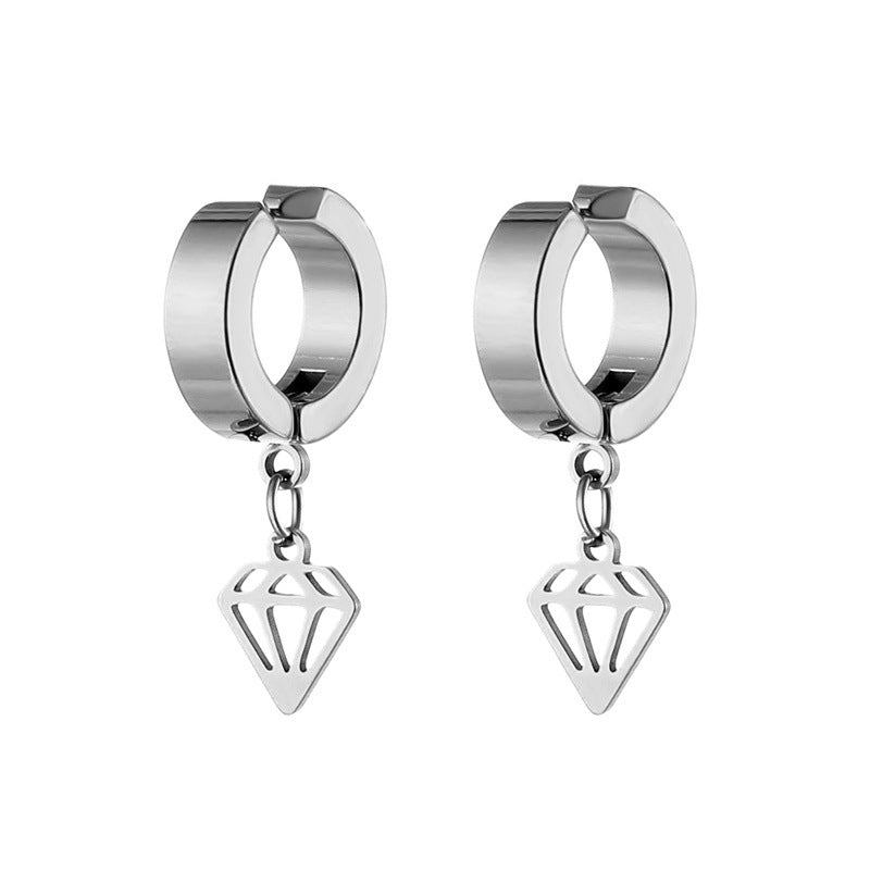 Geometric Stainless Steel Hollow Drop Earrings Ear Clips