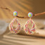 Bohemian Rattan Circle Braid Straw Drop Earrings for Vacation