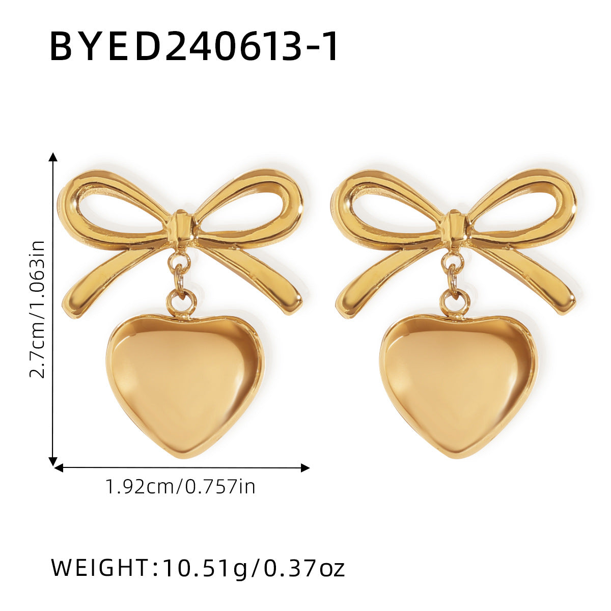 1 Pair Classic Heart Shape 304 Stainless Steel Stud Earrings Set