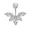 Fashion Crown Stainless Steel Zircon Belly Ring Set - 3 Piece Body Piercing Jewelry