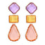 Exaggerated Geometric Color Block Resin Drop Earrings for Women