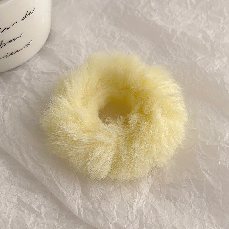 Women's Plush Fabric Hair Tie - Solid Color Ponytail Holder