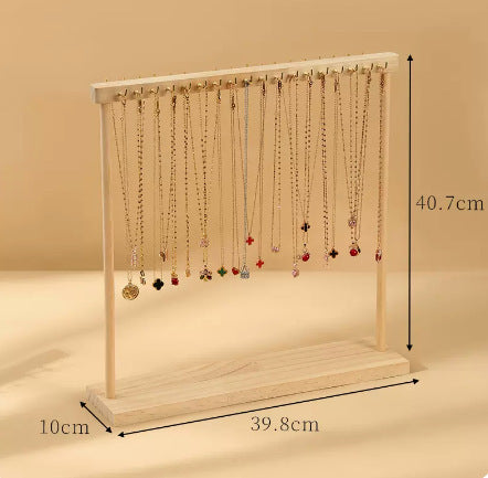 Solid Wood Geometric Jewelry Display Rack