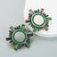 Fashion Color Rhinestone Hollow Sunflower Alloy Stud Earrings