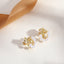 Elegant Heart & Bow Opal Pearl Rhinestone Ear Clips - 1 Pair