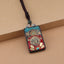 Ethnic Square Alloy Wood Pendant Necklace with Nepalese Thangka Design