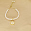 18K Gold Plated Adjustable Letter Pendant Imitation Pearl Bracelet