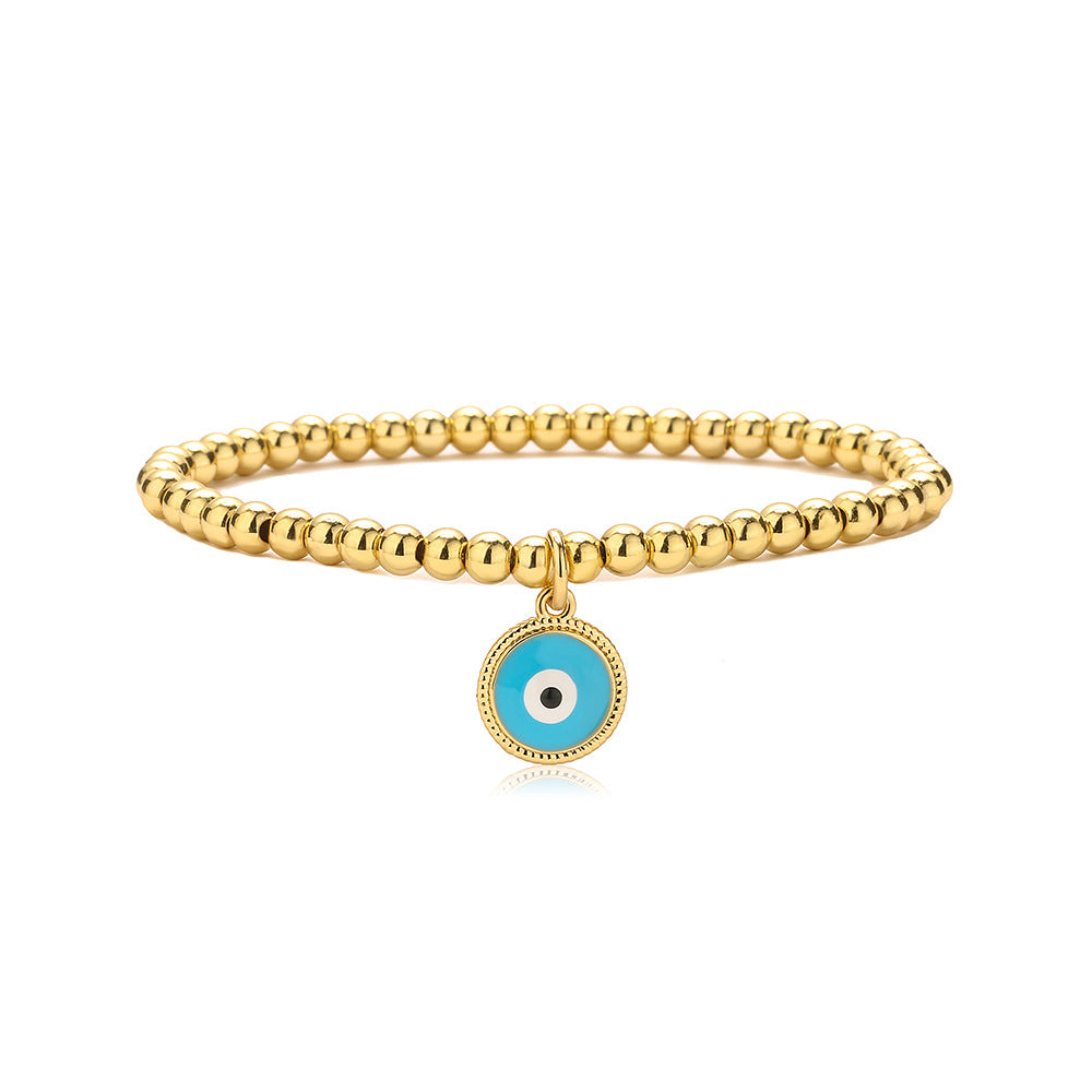 Evil Eye Gold Plated Copper Enamel Bracelet for Women