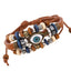 Retro Beaded Eye Leather Bracelet - Adjustable Unisex Jewelry