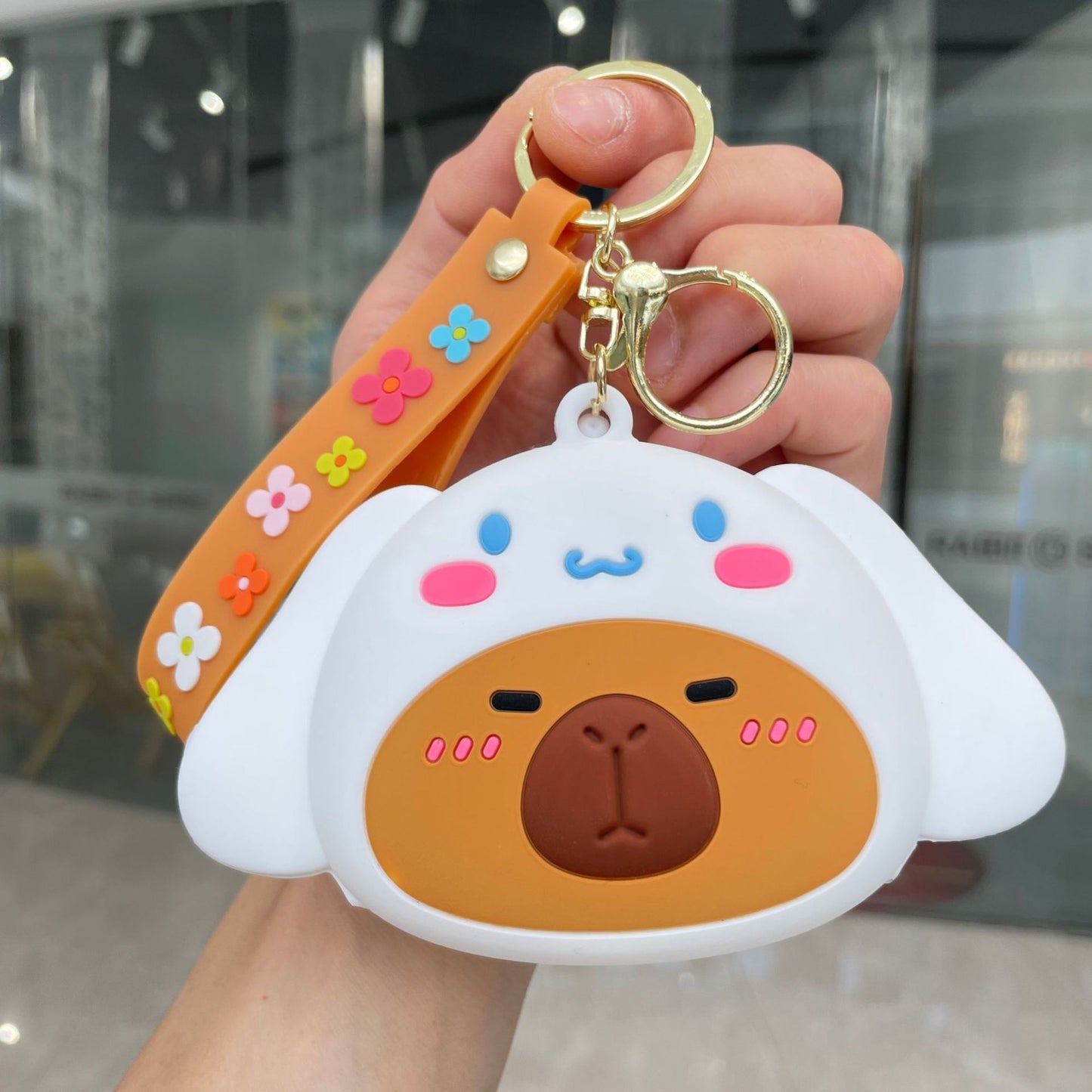 Cute Cartoon Capybara Silicone Keychain and Coin Purse Combo