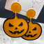 1 Pair Halloween Pumpkin Ghost Skull Acrylic Drop Earrings with Flower Bow Knot Design