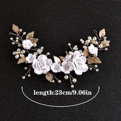 Women's Elegant Pearl & White Floral Hair Clip for Bridal Updo