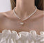 Elegant Heart Shape Imitation Pearl Alloy Necklace with Clasp Chain