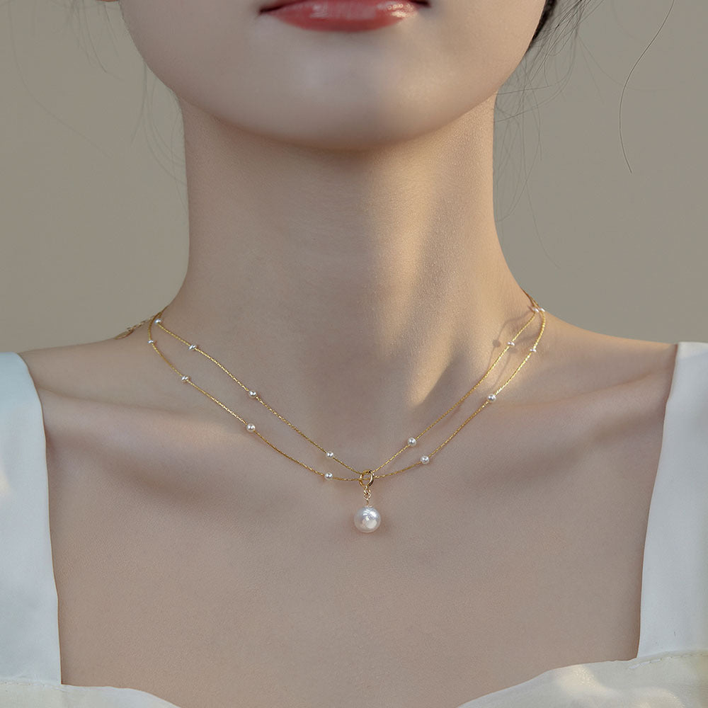 18K Gold Plated Geometric Pearl Necklace