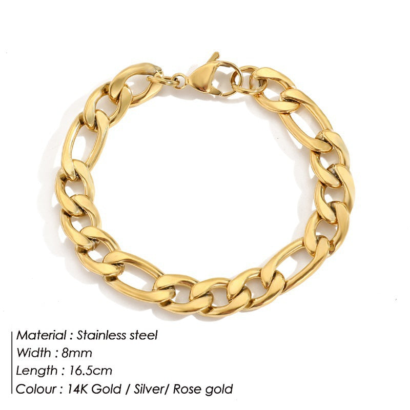 Fashion Chain Stainless Steel Gold Plated Bracelet