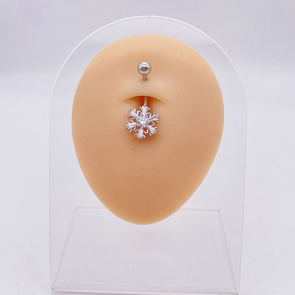 Retro Heart & Butterfly Zircon Stainless Steel Belly Ring