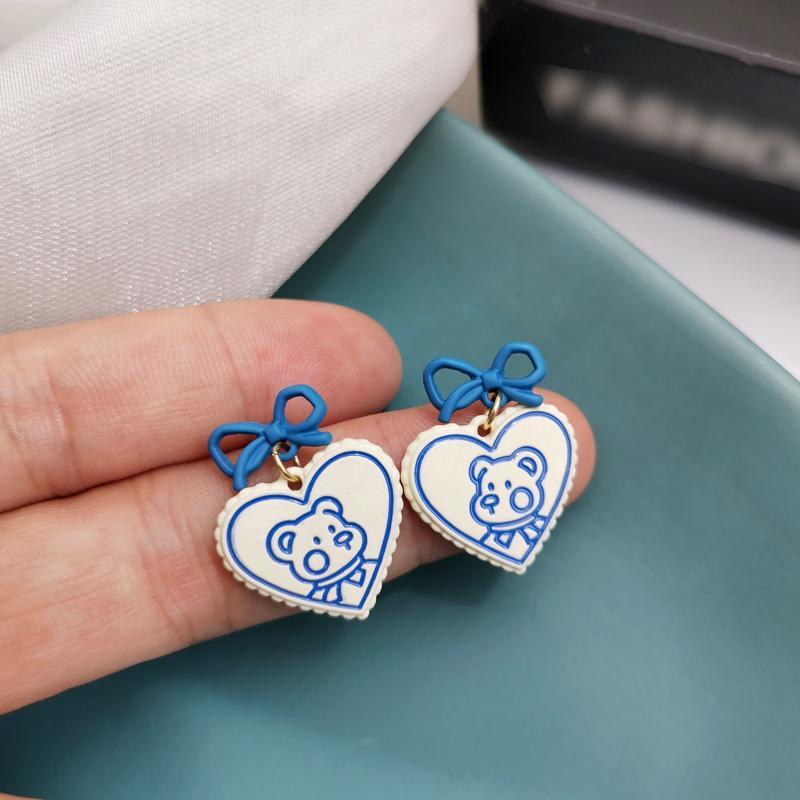 Klein Blue C Shape Alloy Stud Earrings - Niche Simple Design Korean Style for Women