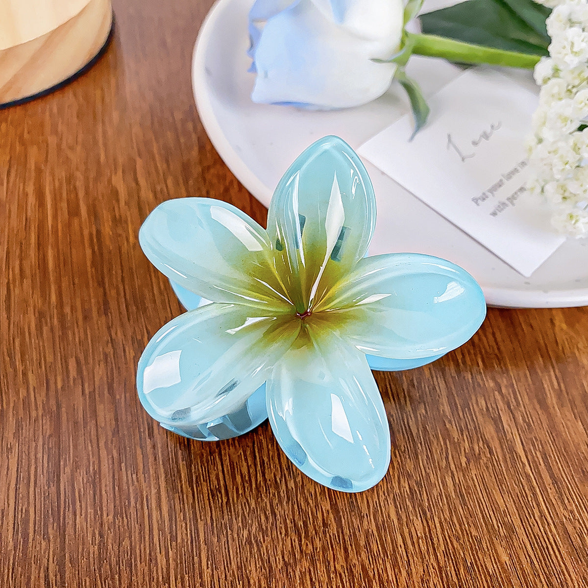 Simple Retro Floral Resin Hair Claw Clip