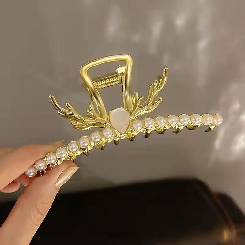 Women's Floral Rhinestone Pearl Hair Claw Clip