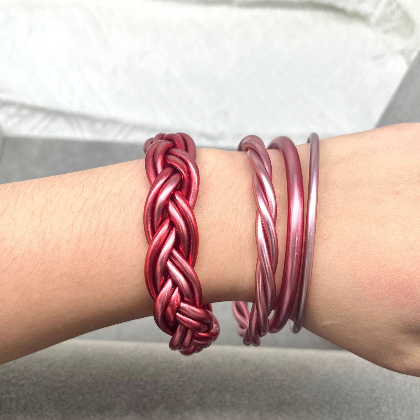 Simple Style Solid Color Plastic Braid Unisex Wristband